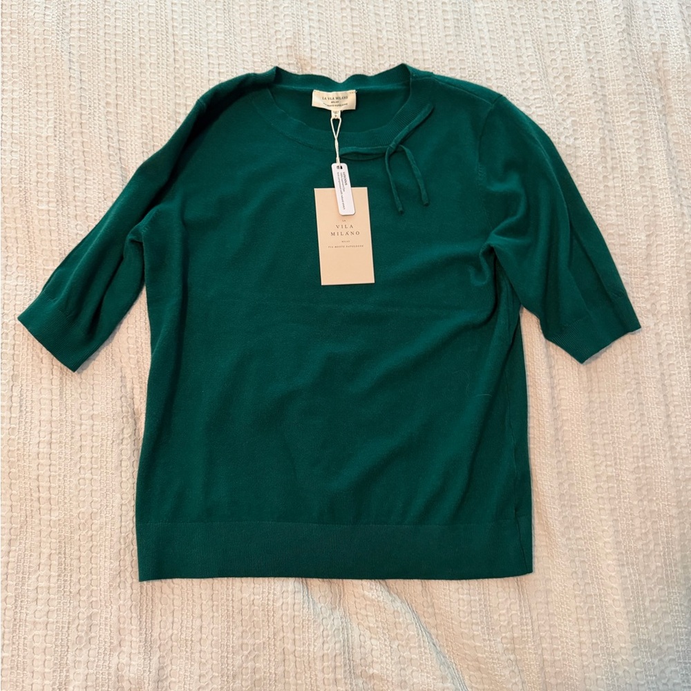 VILA Teal Sweater with Bow Accent